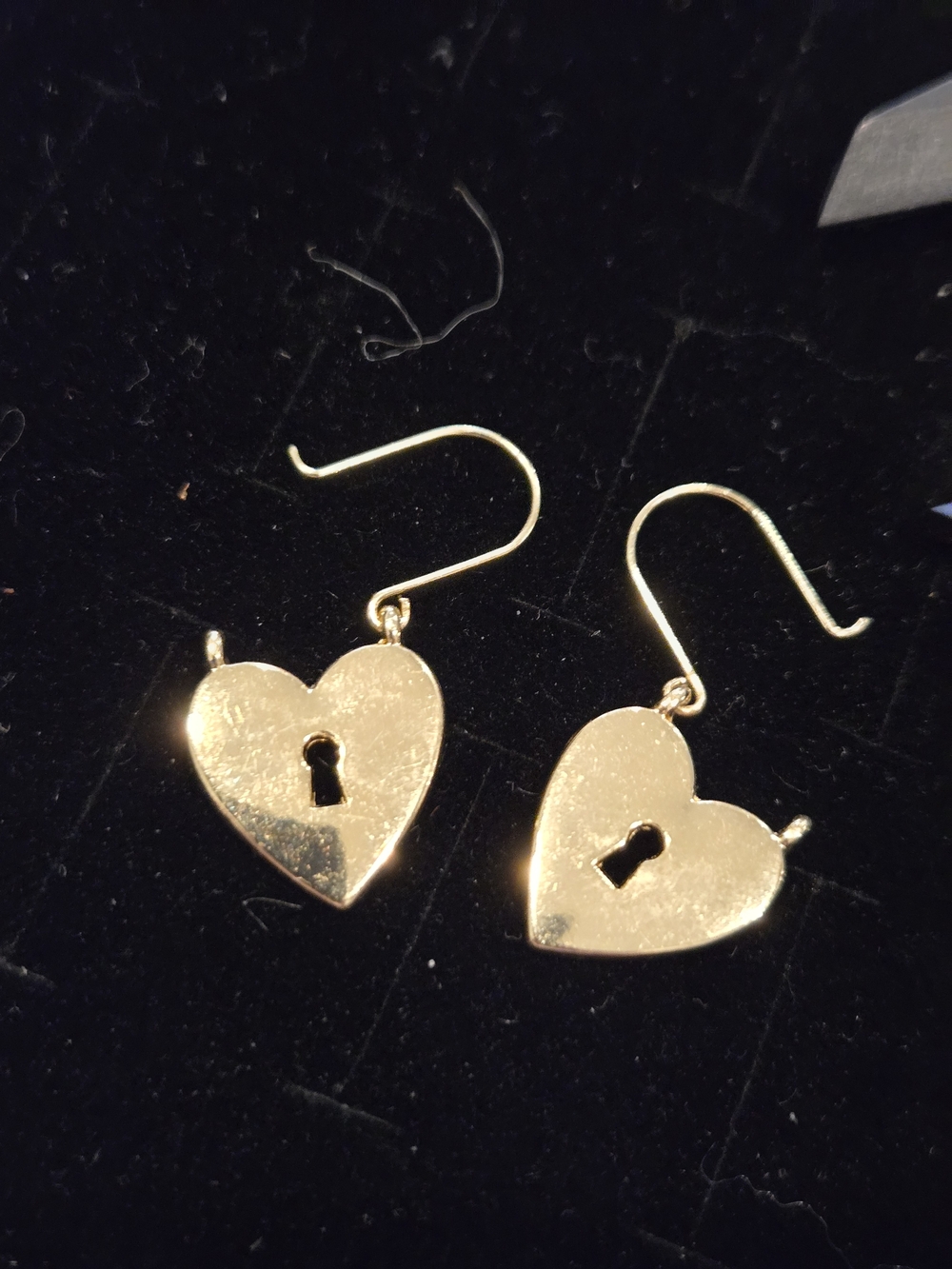 Gold Heart Lock Keyhole Dangle Earrings for Women